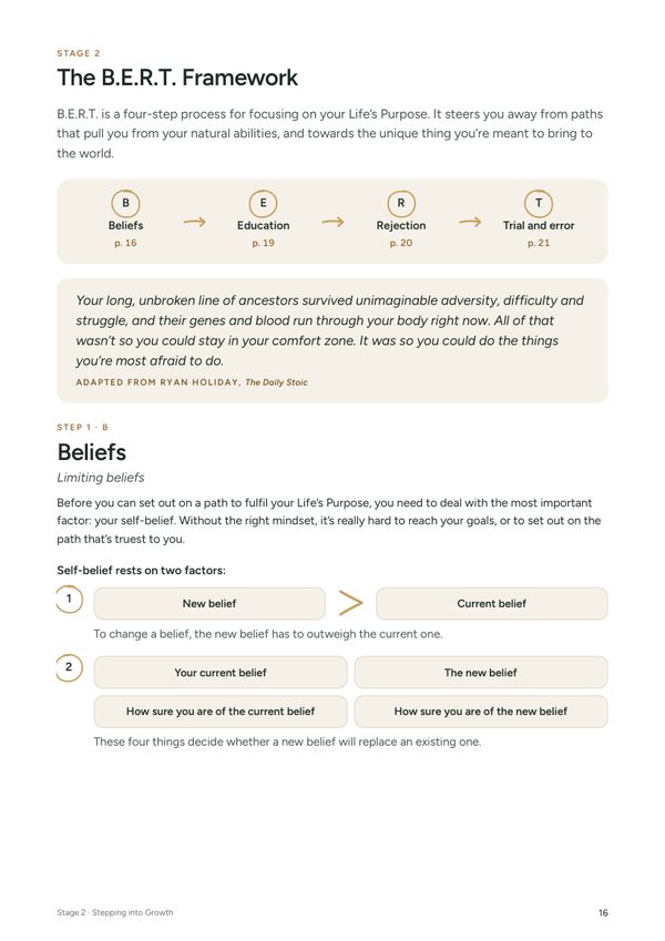 Page 16, the B.E.R.T. framework